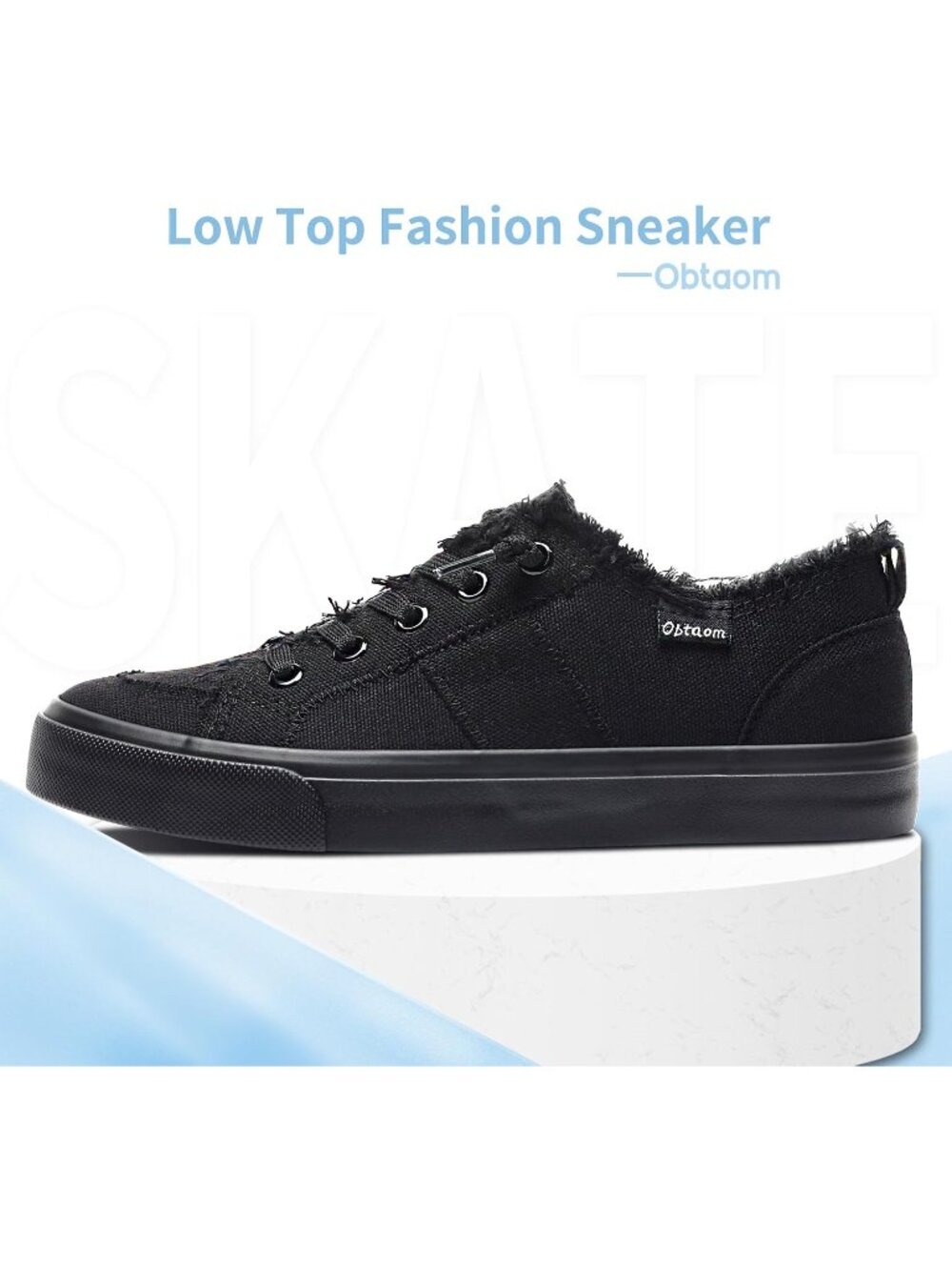 Women's Black Comfortable Breathable Canvas Slip on Shoes Play Fashion Sneaker - Picture 3 of 6
